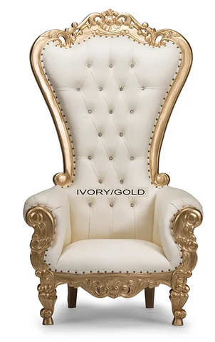 Ivory Leather Gold Trim Throne Chair Rental