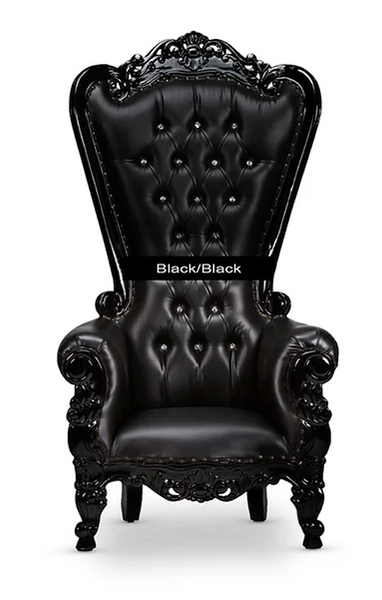 Black Leather Black Trim Throne Chair Rental