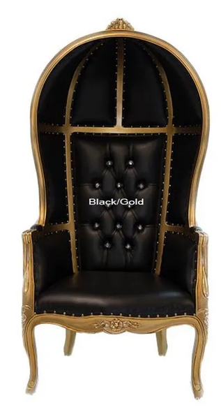 Black Velvet Gold Trim Canopy Chair Rental