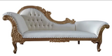 Ivory Leather Gold Trim Chaise Rental