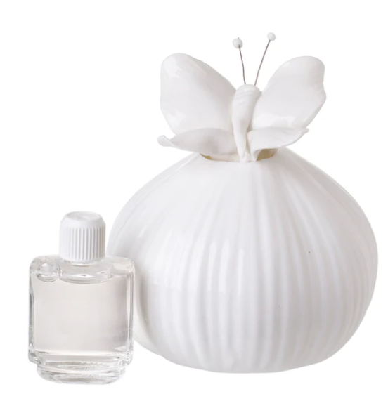 Italian Bone China Aromatherapy White Diffuser with Butterfly Top