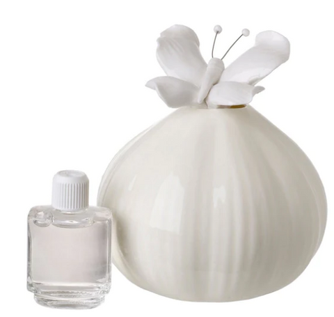 Italian Bone China Aromatherapy Ivory Diffuser with Butterfly Top