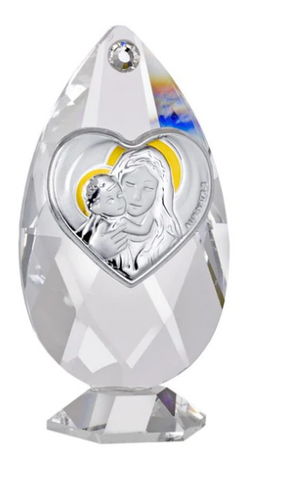 Debora Carlucci Tear Drop Shaped 24% Crystal and Argento Mother and Child Icon