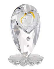 Mother and Child in 925 Silver on Italian Crystal Base