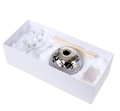 Debora Carlucci Hammered Finish Reed Silver Diffuser w Crystal Lotus and Scent