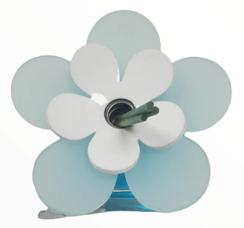 Debora Carlucci Renoir Collection Aqua Blue Scent Large Round Diffuser Bottle w/ Vibrant Flower Top 7 oz.