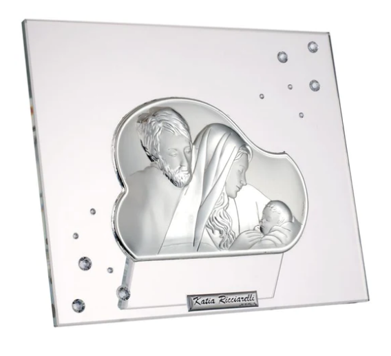 Italian Crystal 925 Argento Holy Family w. Swarovski Crystals Icon