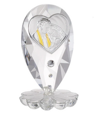 Holy Family in 925 Silver on Italian Crystal Base