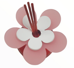 Debora Carlucci Renoir Collection Red Large Round Diffuser Melograno Pomegranate Scent Bottle w/ Vibrant Flower Top 7 oz.