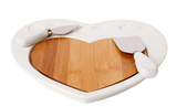 Debora Carlucci White Porcelain and Wood 3pc Cheese Cutting Board