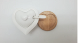 Debora Carlucci White Heart Shaped Sugar Holder On Wood Base