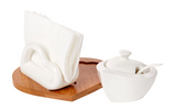 Debora Carlucci White Porcelain Napkin And Sugar Holder Set On Bamboo Base