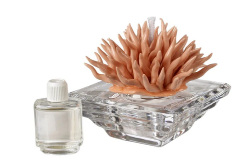 Peach Coral Italian 24% Lead Crystal Base Aromatherapy Diffuser
