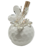Hammered Aromatherapy White Diffuser W. Crystal Butterfly Top