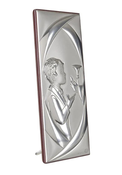 First Communion Boy W/ Italian 925 Silver Icon