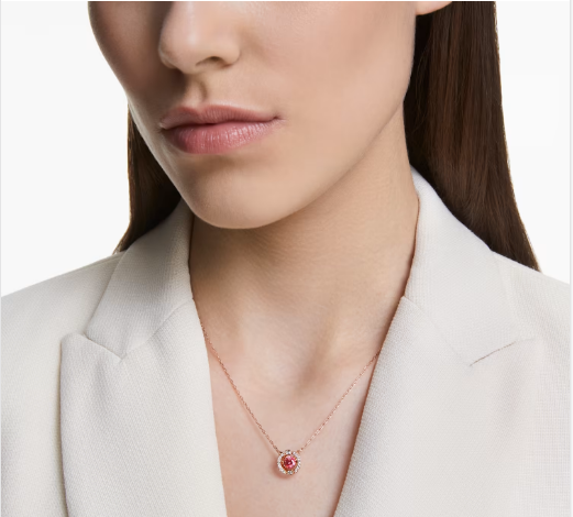 Swarovski Sparkling Dance Necklace, Round, Red, Rose Gold-tone Plated LAST IN STOCK