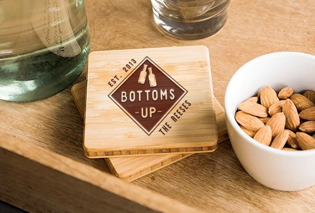 Perfectly Personalized Mancave Bamboo Coasters