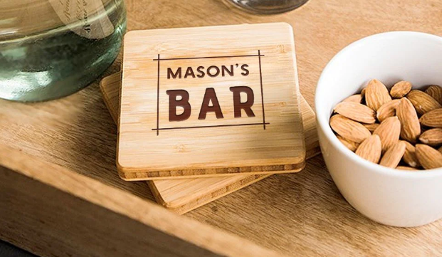 Perfectly Personalized Mancave Bamboo Coasters