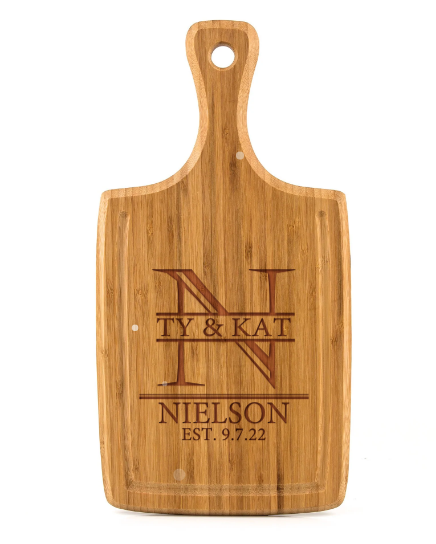 Perfectly Personalized Large Handled Cutting board with Juice Grooves