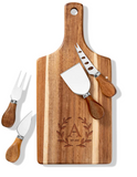 Perfectly Personalized Acacia Serving Board With 4 Piece Knife Set