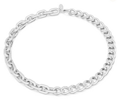 Dextera necklace Mixed links, White, Rhodium plated