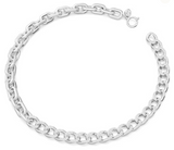 Dextera necklace Mixed links, White, Rhodium plated
