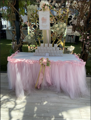 Pink Tulle Rectangle Tablecloth Rental