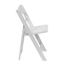 White Resin Folding Chair With Padded Seat Rental