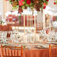 Round Velluto Blush Tablecloths Rentals