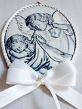 Keepsake Porcelain Plaque - Guardian Angel and Baby Silver Capezzale