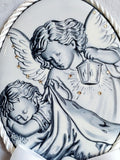 Keepsake Porcelain Plaque - Guardian Angel and Baby Silver Capezzale