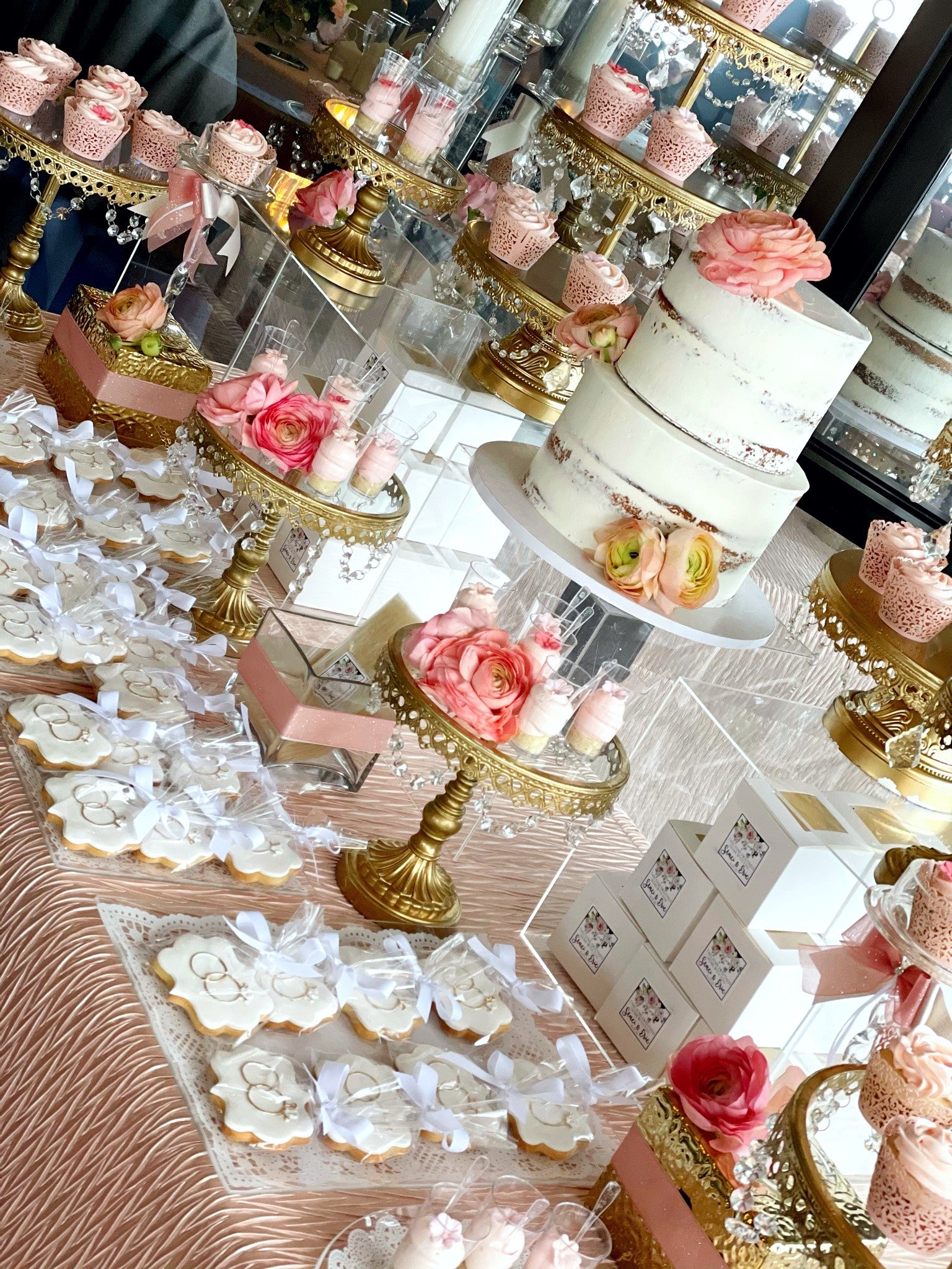 DIY Glittered Roses Dessert Station Rental