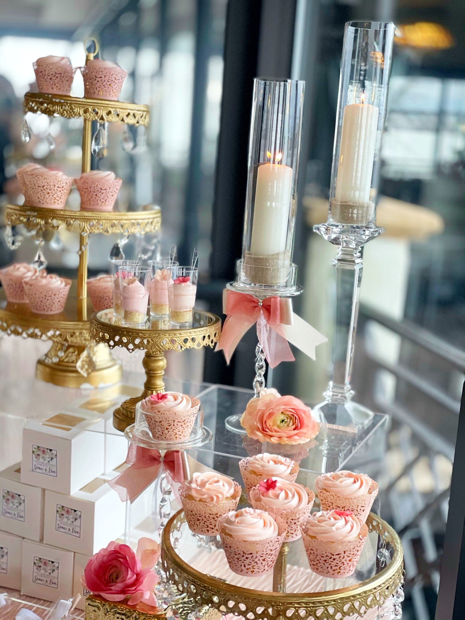 DIY Glittered Roses Dessert Station Rental