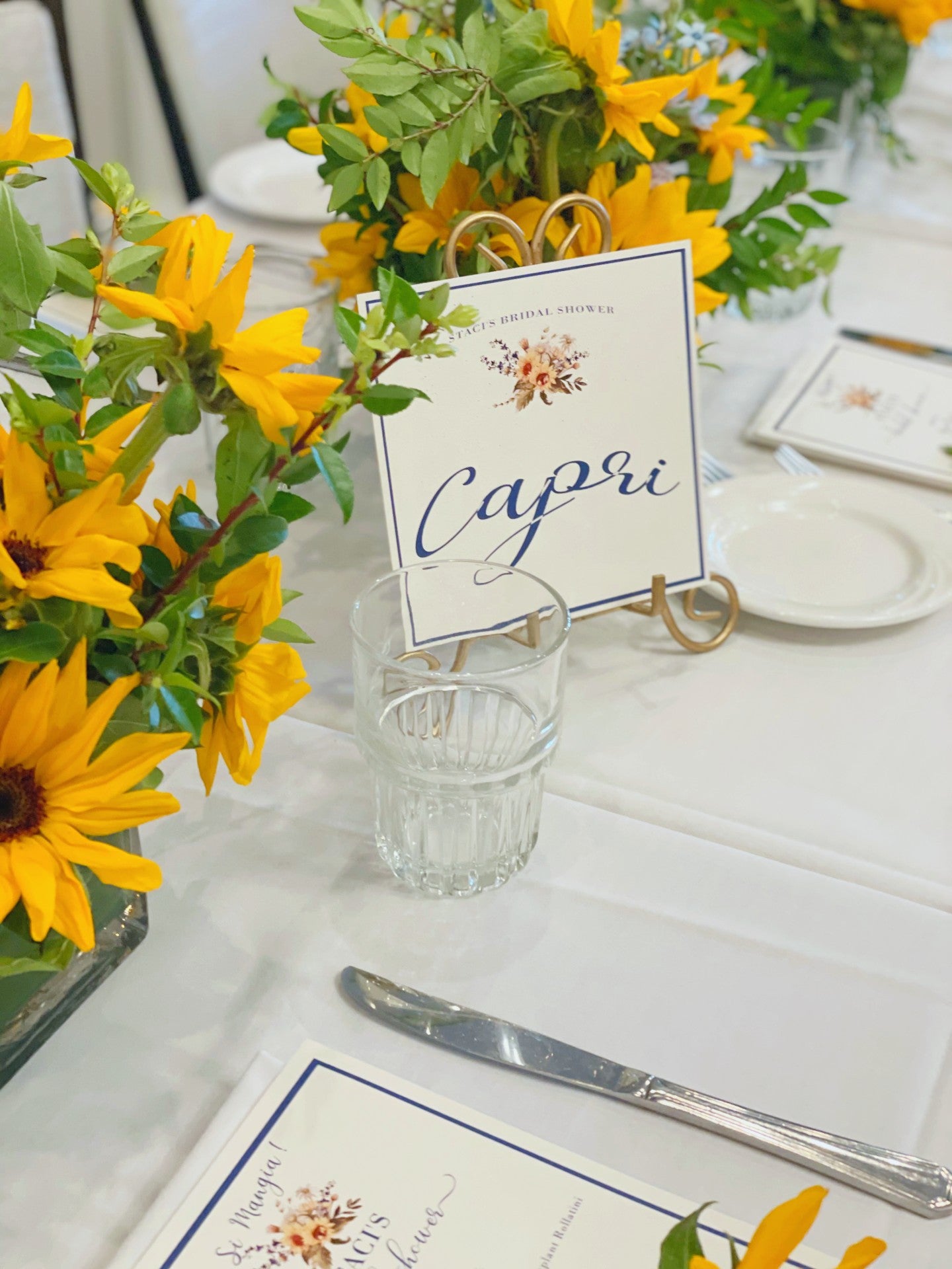 Sunflowers & Sunshine Personalized Table Number / Name Sign Rental