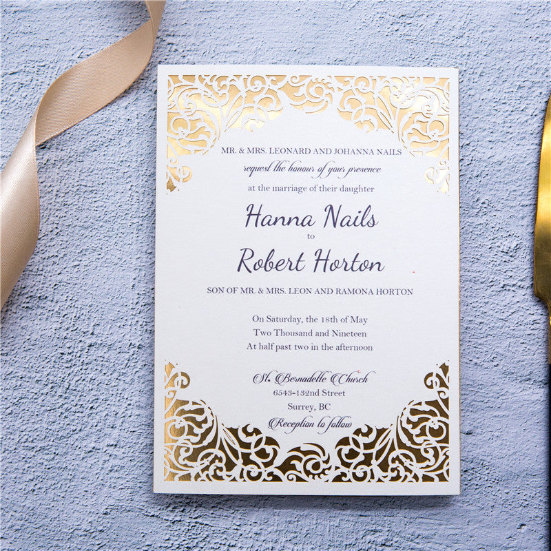 Classic Swirls Flat Laser Cut Wedding Invitations