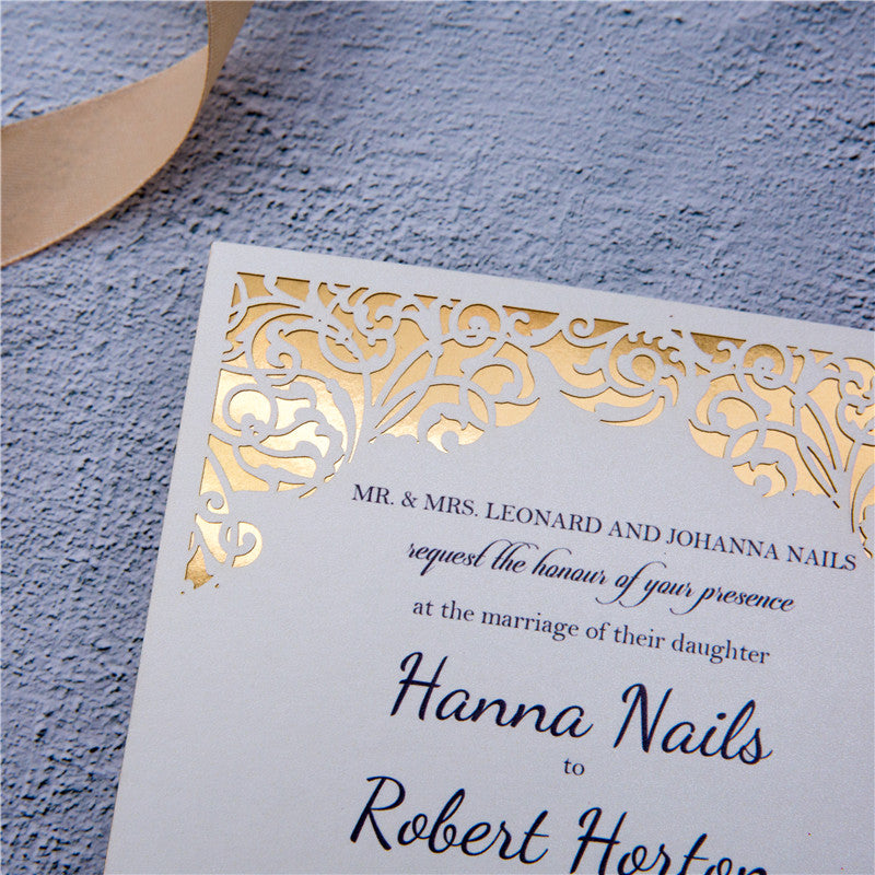 Classic Swirls Flat Laser Cut Wedding Invitations