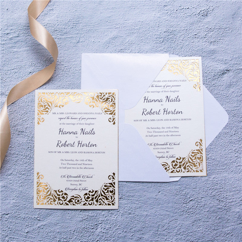 Classic Swirls Flat Laser Cut Wedding Invitations