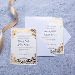 Classic Swirls Flat Laser Cut Wedding Invitations