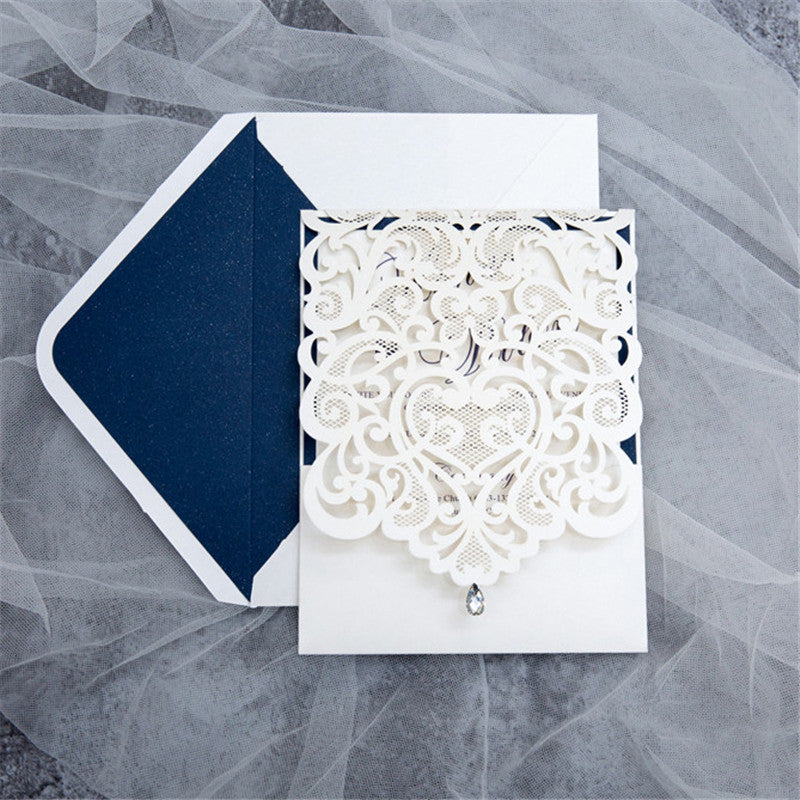 Exquisite Laser Cut Pocket Wedding Invitation Cards