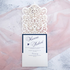 Exquisite Laser Cut Pocket Wedding Invitation Cards