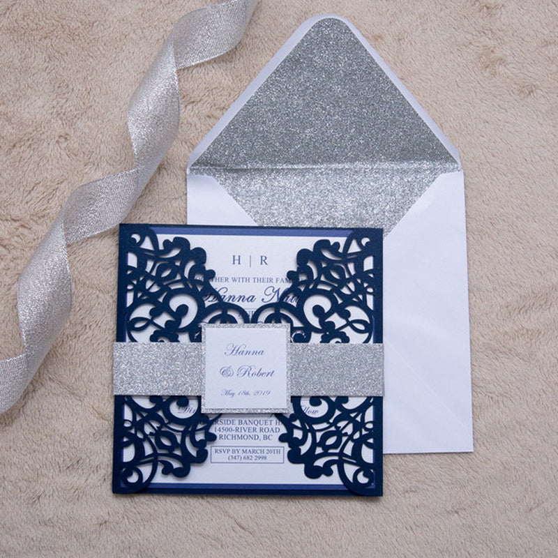 Elegant Floral Laser Cut Wedding Invitation