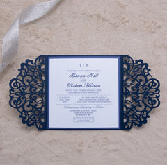 Elegant Floral Laser Cut Wedding Invitation