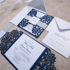 Elegant Floral Laser Cut Wedding Invitation