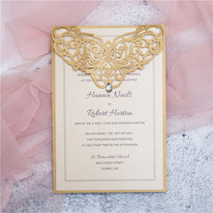Elegant Pearl Laser Cut Wedding Invitation Cards