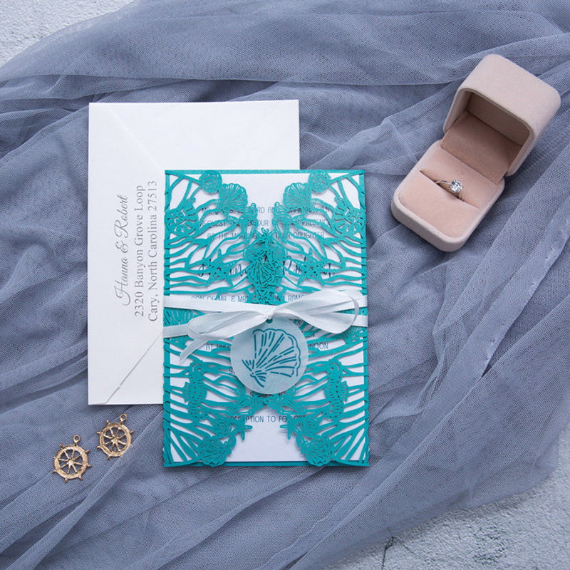 Beach Wedding Laser Cut Invitation