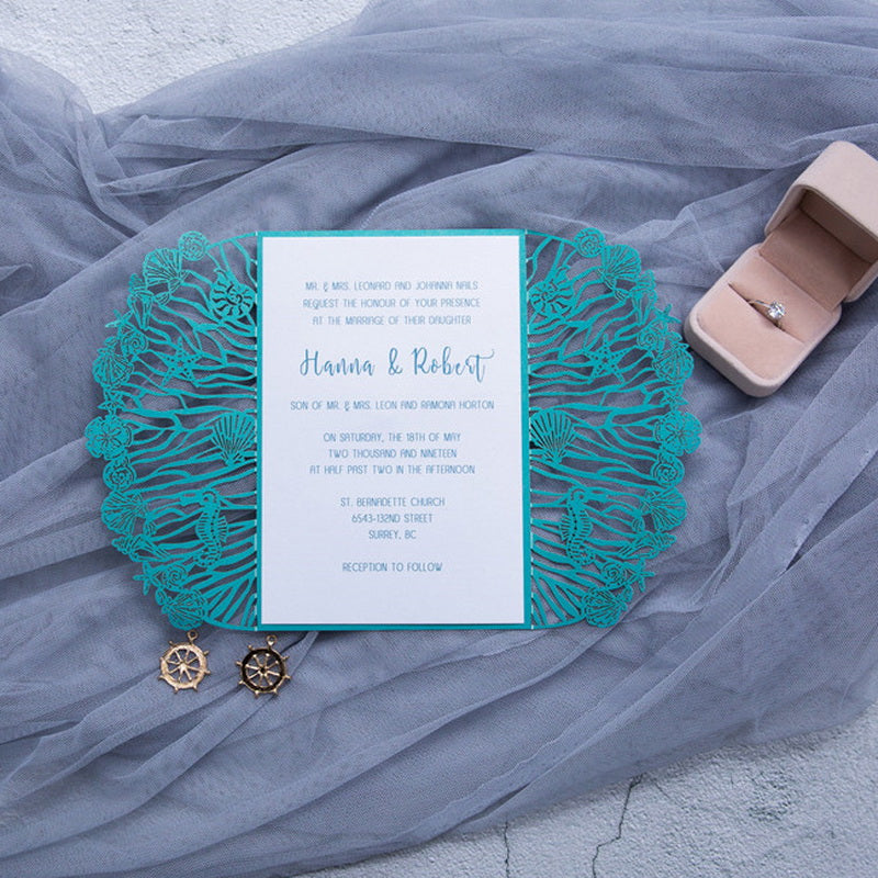 Beach Wedding Laser Cut Invitation