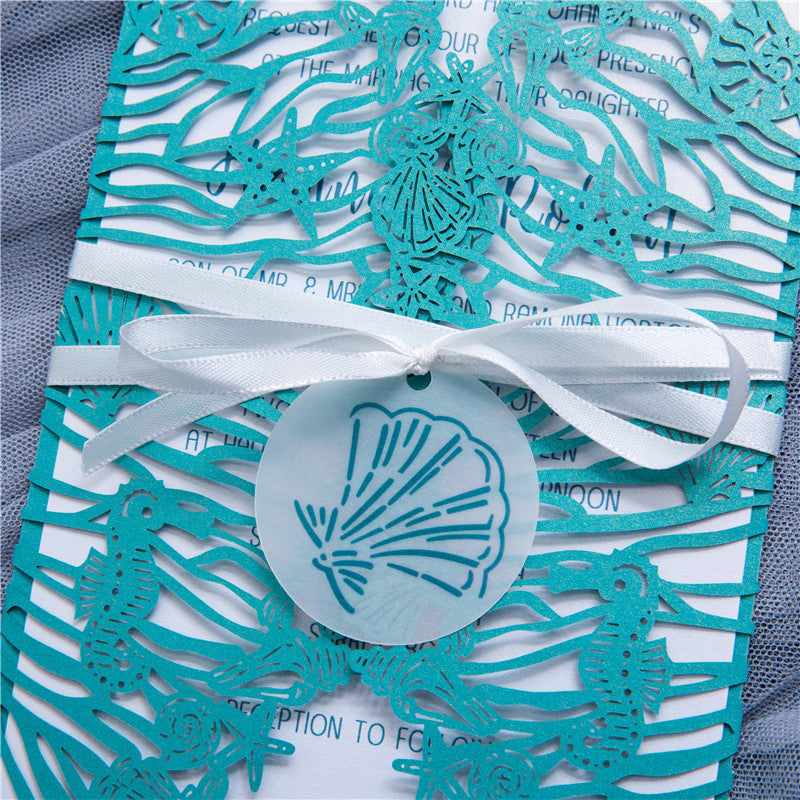 Beach Wedding Laser Cut Invitation