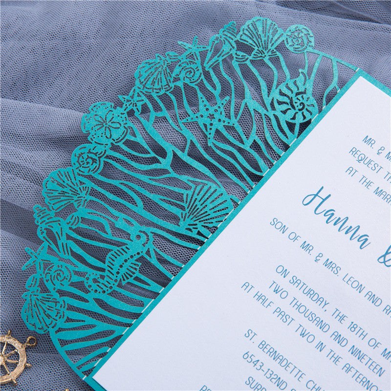 Beach Wedding Laser Cut Invitation