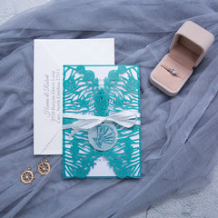Beach Wedding Laser Cut Invitation