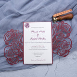Fabulous Asymmetrical Rose Design Laser Cut Wedding Invitation